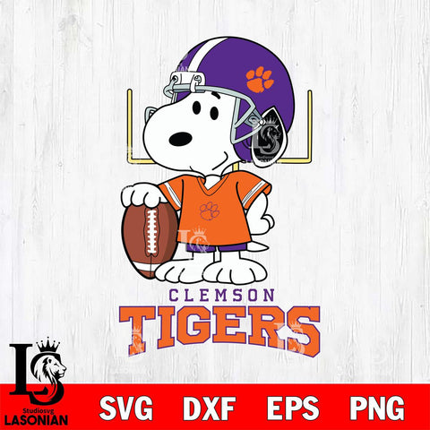 Clemson Tigers Snoopy Player Football SVG DXF EPS PNG FILE,Snoopy File Cut, NCAA Digital Download,Instant Download,Christmas Silhouette