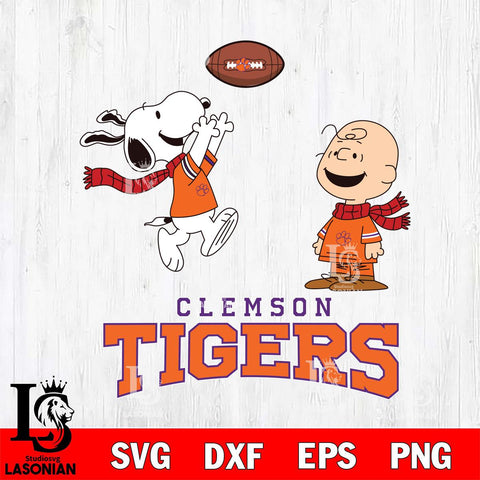 Clemson Tigers Snoopy & Charlie Brown Football Cricut,Christmas SVG DXF EPS PNG FILE, NCAA Digital Download,Instant Download, Silhouette