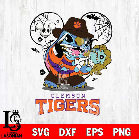 Clemson Tigers Stitch Freddy Krueger Halloween Svg Eps Dxf Png File, Digital Download, Instant Download
