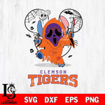 Clemson Tigers Stitch Ghost Face Halloween 2 Svg Eps Dxf Png File, Digital Download, Instant Download