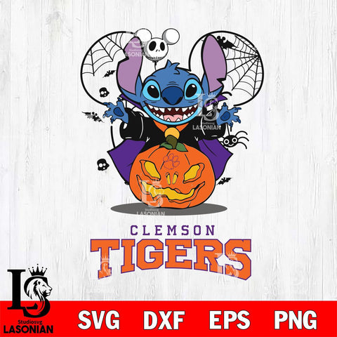 Clemson Tigers Stitch Horror Halloween Svg Eps Dxf Png File, Digital Download, Instant Download