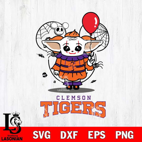 Clemson Tigers Stitch Pennywise Halloween Svg Eps Dxf Png File, Digital Download, Instant Download