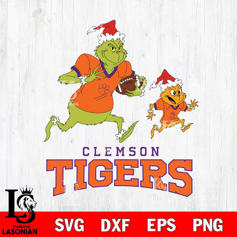 Clemson Tigers The Grinch & Max Football Cricut,Christmas SVG DXF EPS PNG FILE, NCAA Digital Download,Instant Download, Silhouette