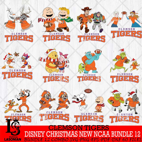Clemson Tigers  Disney Christmas New NCAA Bundle 12 Cricut,Christmas SVG DXF EPS PNG FILE, BUNDLE NCAA Digital Download,Instant Download, Silhouette