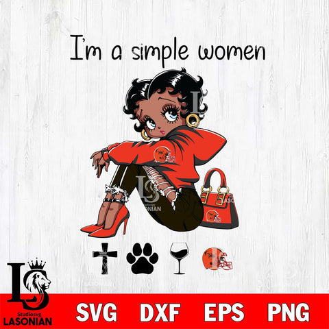 Cleveland Browns Betty Boop Black Fan I Am Simple Women Svg Eps Dxf Png File, Digital Download