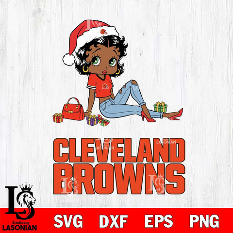 Cleveland Browns Betty Boop Christmas Packing File Cut, NFL SVG DXF EPS PNG PDF File, Digital Download , Criucut , Silhouette