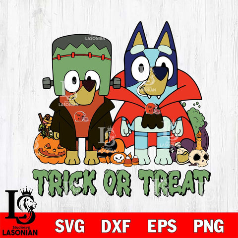 Cleveland Browns Bluey Halloween Trick or Treat Svg Eps Dxf Png File, Digital Download, Instant Download