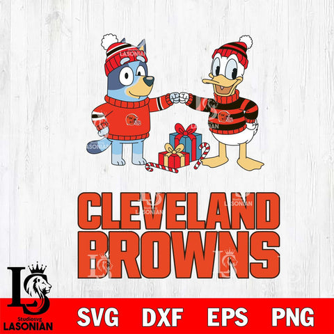 Cleveland Browns Bluey With Donald Duck Christmas Cricut,Christmas SVG DXF EPS PNG FILE, Digital Download,Instant Download, Silhouette