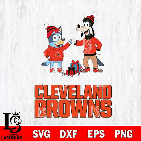 Cleveland Browns Bluey With Goofy Christmas Cricut,Christmas SVG DXF EPS PNG FILE, Digital Download,Instant Download, Silhouette
