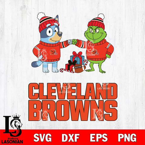 Cleveland Browns Bluey With Grinch Christmas Cricut,Christmas SVG DXF EPS PNG FILE, Digital Download,Instant Download, Silhouette