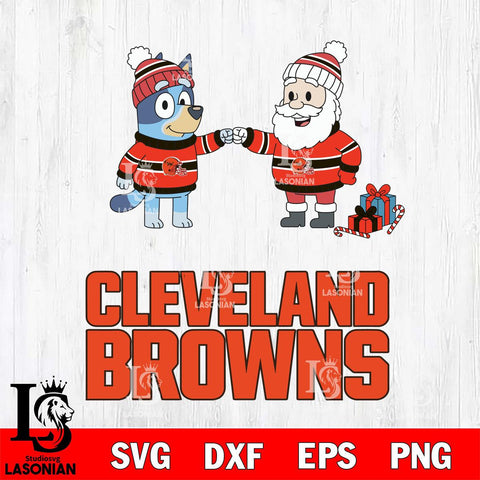 Cleveland Browns Bluey With Satan Christmas Cricut,Christmas SVG DXF EPS PNG FILE, Digital Download,Instant Download, Silhouette