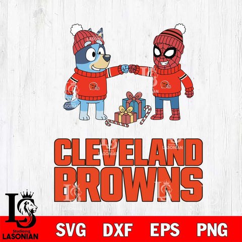 Cleveland Browns Bluey With Spider man Christmas Cricut,Christmas SVG DXF EPS PNG FILE, Digital Download,Instant Download, Silhouette