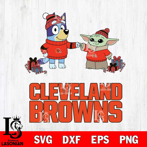 Cleveland Browns Bluey With Yoda Christmas Cricut,Christmas SVG DXF EPS PNG FILE, Digital Download,Instant Download, Silhouette