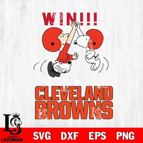 Cleveland Browns Charlie Brown and Snoopy Win Svg Eps Dxf Png File, NFL svg , Digital Download , Instant Download, Cricut File