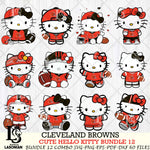 Cleveland Browns Cute Hello Kitty NFL Bundle 12 SVG Svg Eps Dxf Png File, NFL svg, Digital Download, Instant Download