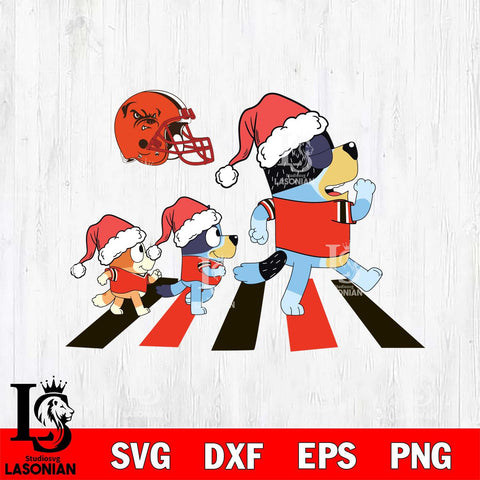 Cleveland Browns Family Bluey Walking Christmas Svg Eps Dxf Png File, Digital Download, Instant Download