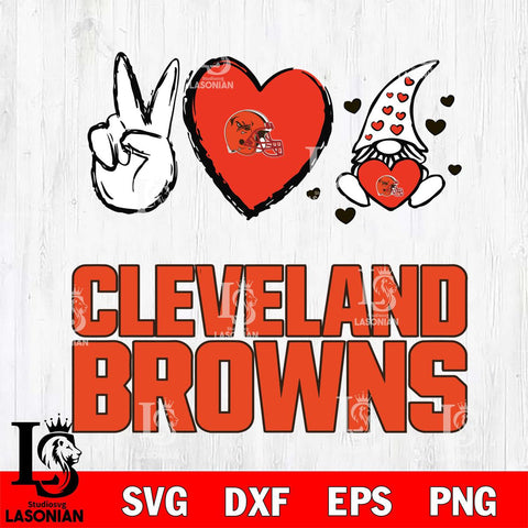 Cleveland Browns Gnomes Peace & Love Svg Eps Dxf Png File, Digital Download, Instant Download