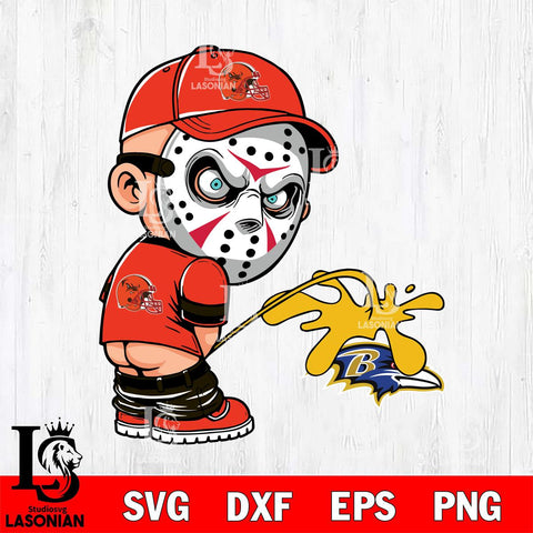Cleveland Browns Jason Voorhees Piss On Baltimore Ravens Svg Eps Dxf Png File, Digital Download, Instant Download