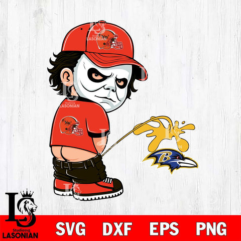 Cleveland Browns Michael Myers Piss On Baltimore Ravens Svg Eps Dxf Png File, Digital Download, Instant Download