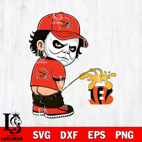 Cleveland Browns Michael Myers Piss On Cincinnati Bengals Svg Eps Dxf Png File, Digital Download, Instant Download