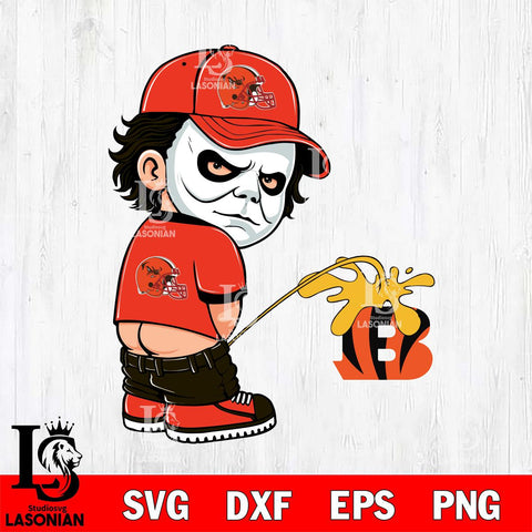 Cleveland Browns Michael Myers Piss On Cincinnati Bengals Svg Eps Dxf Png File, Digital Download, Instant Download