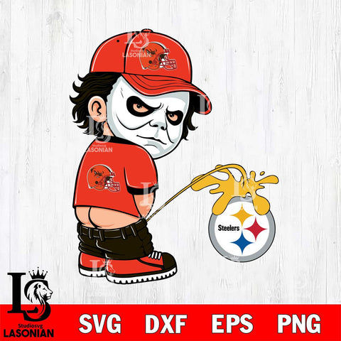 Cleveland Browns Michael Myers Piss On Pittsburgh Steelers Svg Eps Dxf Png File, Digital Download, Instant Download