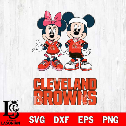 Cleveland Browns Mickey And Minnie Football Svg Eps Dxf Png File, NFL svg , Digital Download , Instant Download, Cricut File