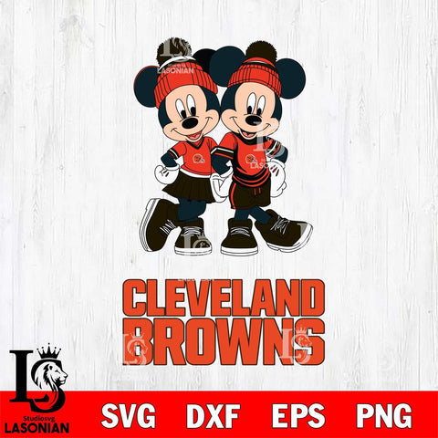 Cleveland Browns Mickey And Minnie Mouse Football Svg Eps Dxf Png File, Bundle NFl svg , File Cut , Digital Download , Instant Download, Laser Cut Svg Files