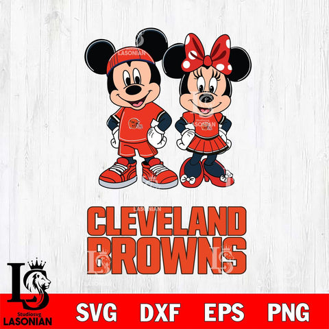 Cleveland Browns Mickey And Minnie Rugby Svg Eps Dxf Png File, NFL svg , Digital Download , Instant Download, Cricut File
