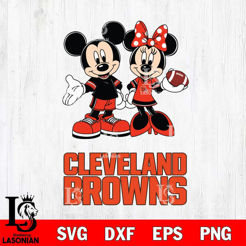 Cleveland Browns Mickey Minnie Football Svg Eps Dxf Png File, NFL svg , Digital Download , Instant Download, Cricut File
