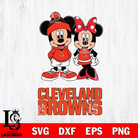 Cleveland Browns Mickey Minnie Mouse Cute Football Svg Eps Dxf Png File, Bundle NFl svg , File Cut , Digital Download , Instant Download, Laser Cut Svg Files