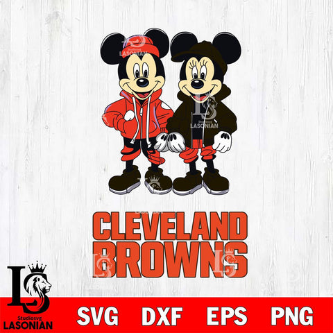 Cleveland Browns Mickey Minnie Mouse Football Svg Eps Dxf Png File, Bundle NFl svg , File Cut , Digital Download , Instant Download, Laser Cut Svg Files