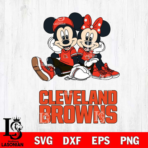 Cleveland Browns Mickey Minnie Mouse Football Sit Svg Eps Dxf Png File, Bundle NFl svg , File Cut , Digital Download , Instant Download, Laser Cut Svg Files