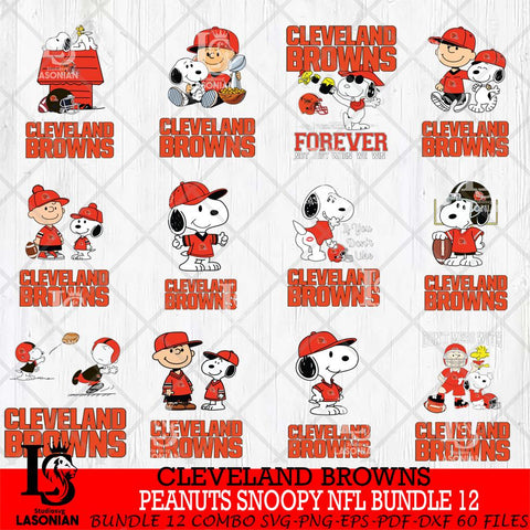 Cleveland Browns Peanuts Snoopy Player NFL Bundle 12 SVG DXF EPS PNG FILE,Snoopy File Cut, bundle nfl Digital Download,Instant Download, Silhouette