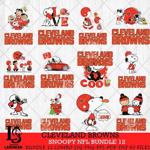 Cleveland Browns Snoopy NFL Bundle 12 SVG Eps Dxf Png File, NFL svg, Digital Download, Instant Download