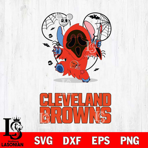 Cleveland Browns Stitch Ghost Face Halloween 2 Svg Eps Dxf Png File, Digital Download, Instant Download