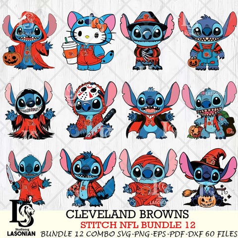 Cleveland Browns Stitch Horror Bundle 12 SVG Eps Dxf Png File, Bundle NFL svg, Digital Download, Instant Download