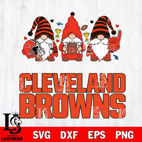 Cleveland Browns Three Gnome File Cut, NFL SVG, Digital Download , CHRISTMAS Criucut , Silhouette