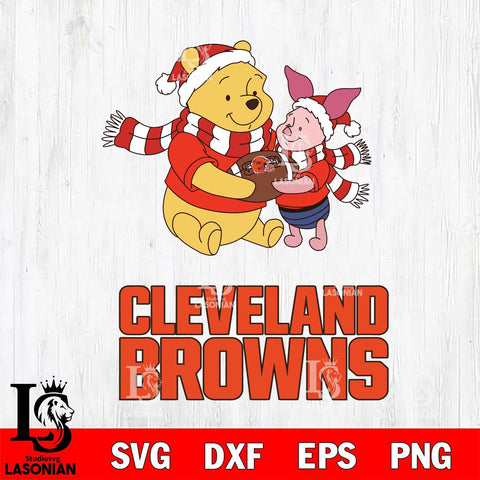 Cleveland Browns Winnie the Pooh & Piglet Football Cricut,Christmas SVG DXF EPS PNG FILE, Digital Download,Instant Download, Silhouette