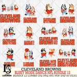 Cleveland Browns  Bluey Dance NFL Bundle 12 SVG Eps Dxf Png File, Digital Download, Instant Download