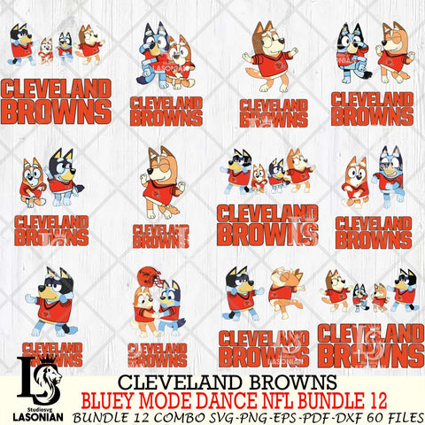 Cleveland Browns  Bluey Dance NFL Bundle 12 SVG Eps Dxf Png File, Digital Download, Instant Download