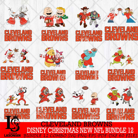 Cleveland Browns  Disney Christmas New NFL Bundle 12 Cricut,Christmas SVG DXF EPS PNG FILE, NFL Digital Download,Instant Download, Silhouette