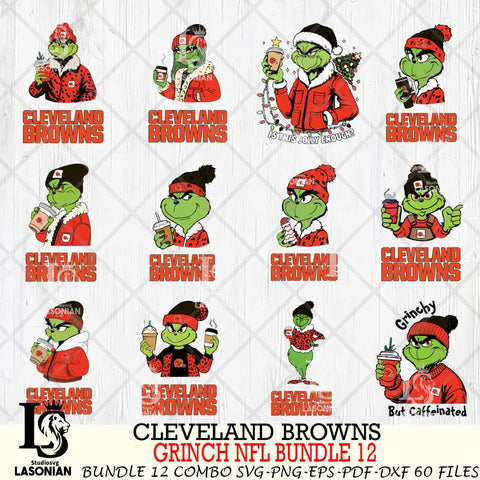 Cleveland Browns  Grinch NFL Bundle 12 SVG Eps Dxf Png File, Digital Download, Instant Download
