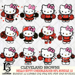 Cleveland Browns  Hello Kitty Cheerleader NFL Bundle 12 SVG Eps Dxf Png File, Digital Download, Instant Download