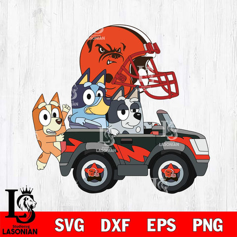 Cleveland Browns bluey friends car Svg Eps Dxf Png File, Digital Download, Instant Download
