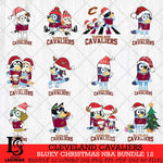 Cleveland Cavaliers Bluey Christmas NBA Bundle 12 Cricut , Christmas Svg , Bluey svg , Digital Download, dxf eps png pdf file
