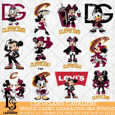 Cleveland Cavaliers Disney character NBA Bundle 12 Svg Eps Dxf Png File, Digital Download, Instant Download