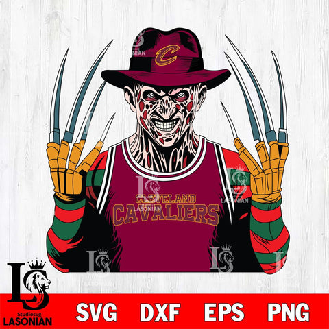 Cleveland Cavaliers Freddy Krueger Horror basketball SVG DXF EPS PNG FILE, NBA File Cut,Halloween Digital Download,Instant Download, Silhouette