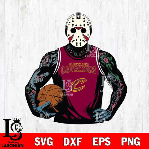 Cleveland Cavaliers Jason Voorhees Horror basketball SVG DXF EPS PNG FILE, NBA File Cut,Halloween Digital Download,Instant Download, Silhouette