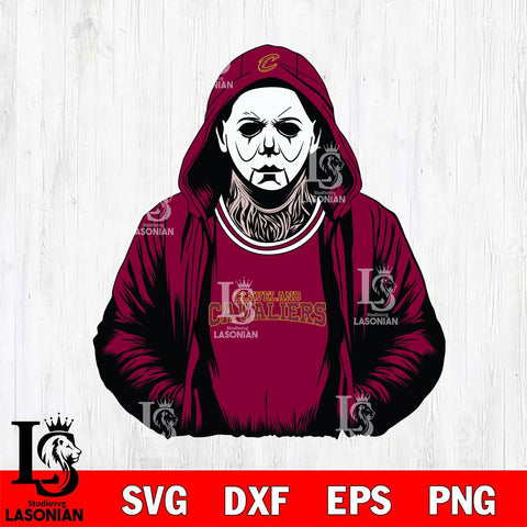 Cleveland Cavaliers Michael Myers Horror basketball SVG DXF EPS PNG FILE, NBA File Cut,Halloween Digital Download,Instant Download, Silhouette